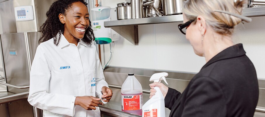 Ecolab expert talking with a client