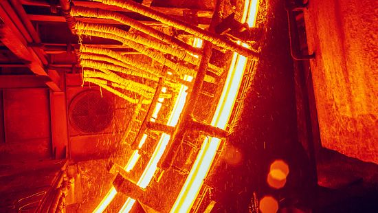 Steel billets in a processing mill