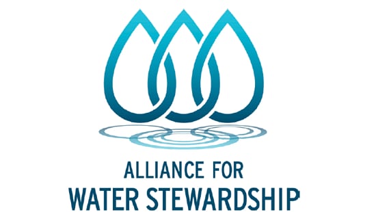 Alliance for Water Stewardship Logo, three intersecting water drop outlines